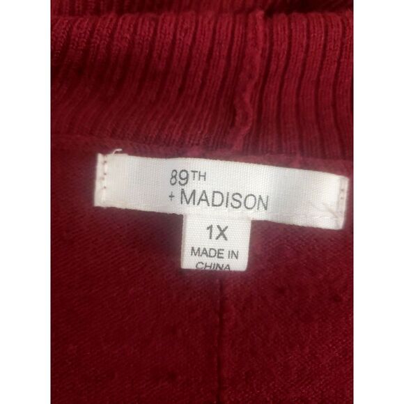 89th & Madison Burgundy Turtleneck Hi-Lo PO Sweater Size 1X - Picture 2 of 5
